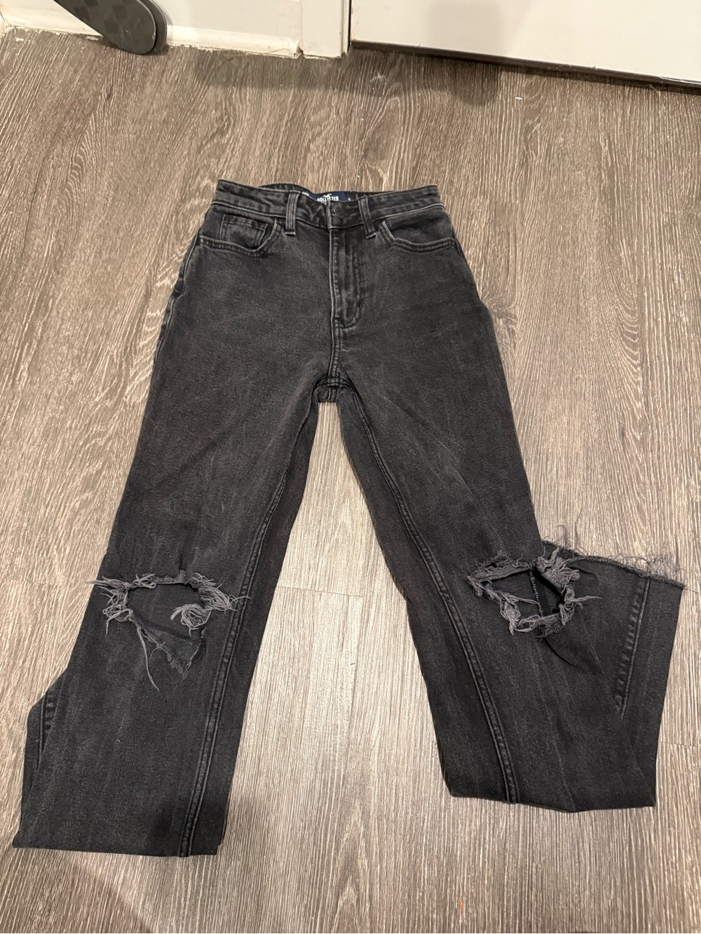 Hollister Black Distressed Wide-Leg Jeans